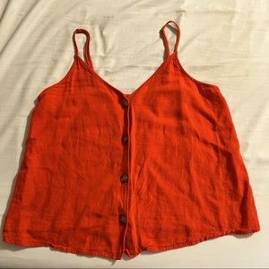 Swing linen tank top with buttons